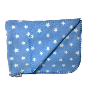 Infant Parent's Choice White Star Fleece Nursery Security Blanket Blue White